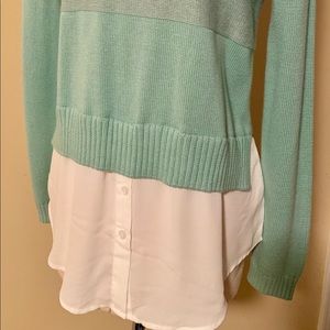 Crew neck mock layered sweater